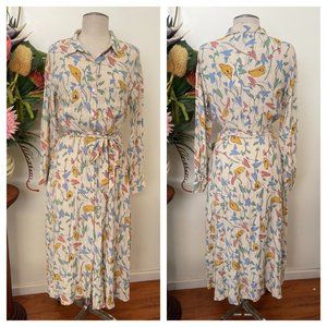 NWT multicolor ZARA long belted maxi dress MEDIUM